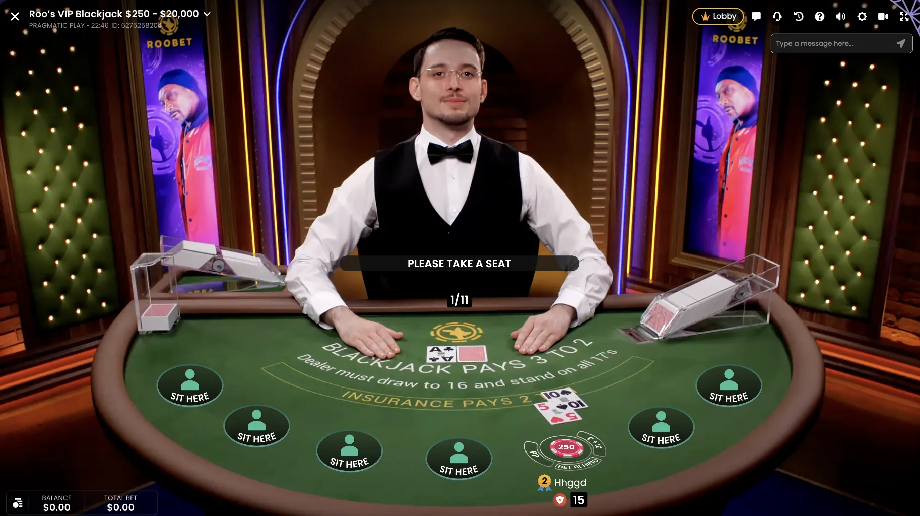 Roobet Live Blackjack image 2