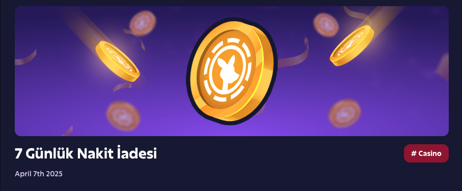 RoobetCasino TR 7 days of cashback
