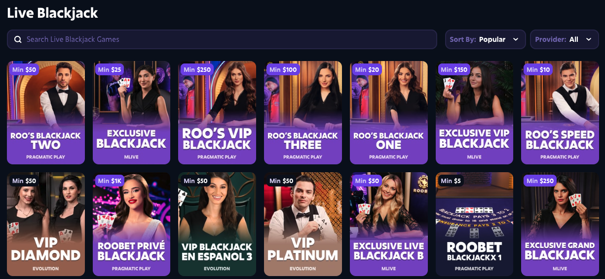 RoobetCasino TR live blackjack