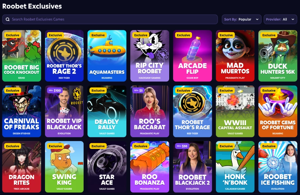 roobet exclusive games